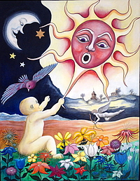peinture pour enfant, tableau du signe astrologique du sagittaire