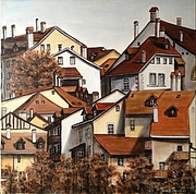 un échantillon de quelques maisons du quartier de l' Auge à Fribourg
