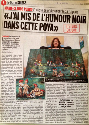 article de presse du "Matin" sur la poya des nains de jardin, les 7 péchés capitaux