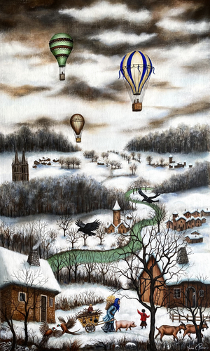 hiver, femme,courage,enfants,neige,paysage