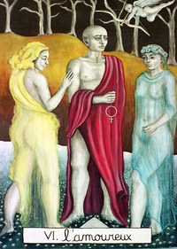 peinture du tarot l'amoureux