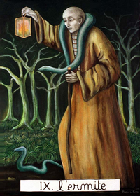 peinture du tarot l'hermite